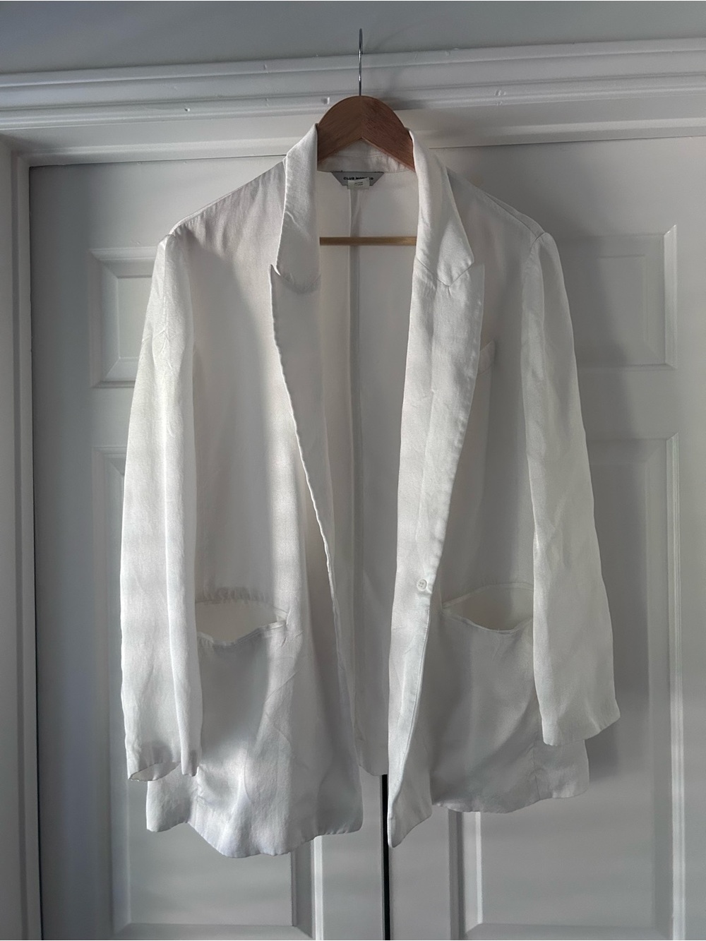 Club Monaco White Relaxed Blazer Patch Pockets Soft Drape XL